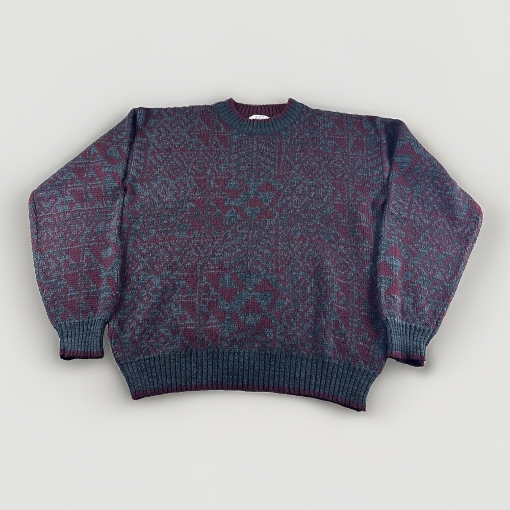 Vintage Sears Mens Store Sweater Mens L Geometric Crewneck Navajo Sweatshirt Top